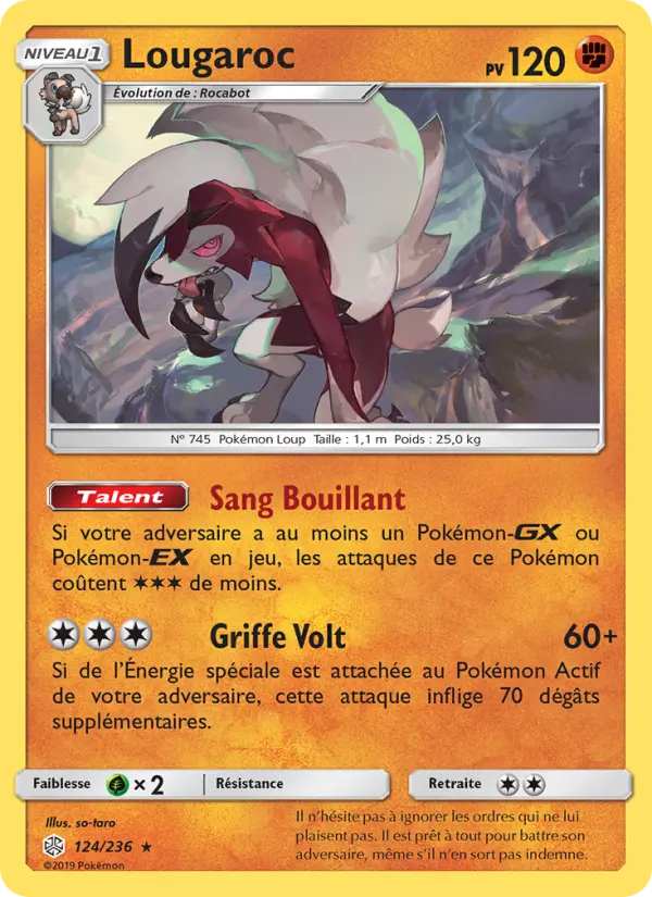 Scan HD carte Pokémon Lougaroc 124/236 — Éclipse Cosmique