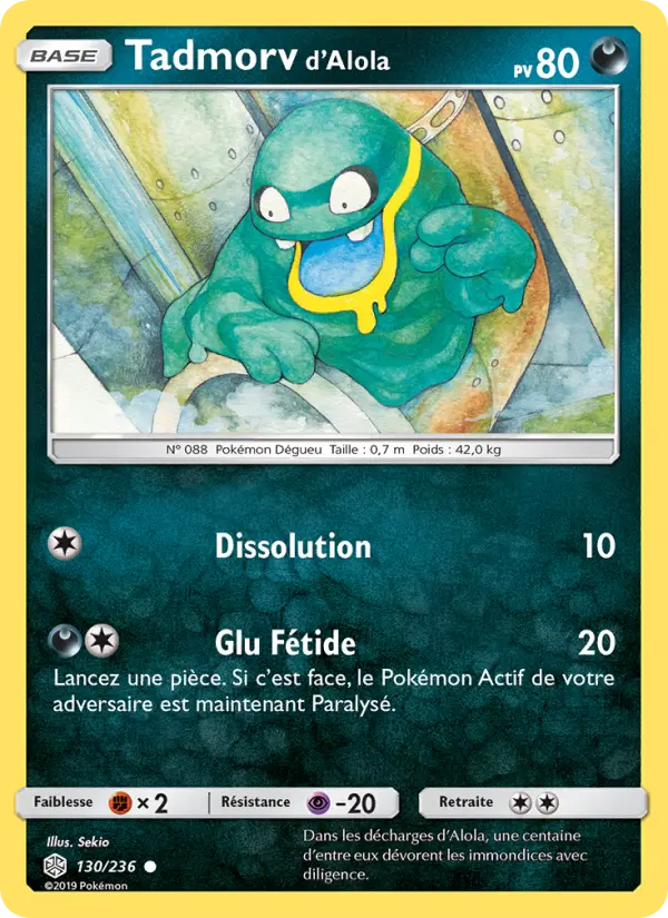 Scan HD carte Pokémon Tadmorv d’Alola 130/236 — Éclipse Cosmique