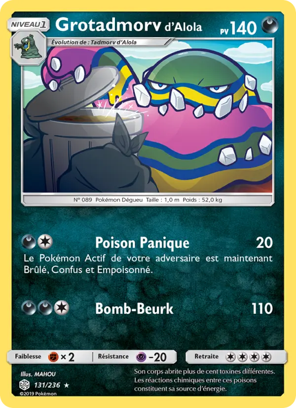 Scan HD carte Pokémon Grotadmorv d’Alola 131/236 — Éclipse Cosmique