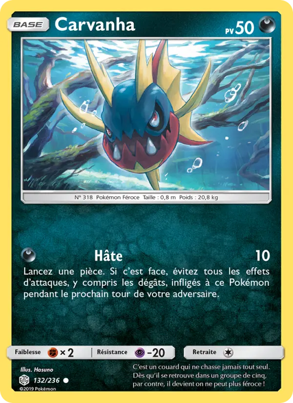 Scan HD carte Pokémon Carvanha 132/236 — Éclipse Cosmique