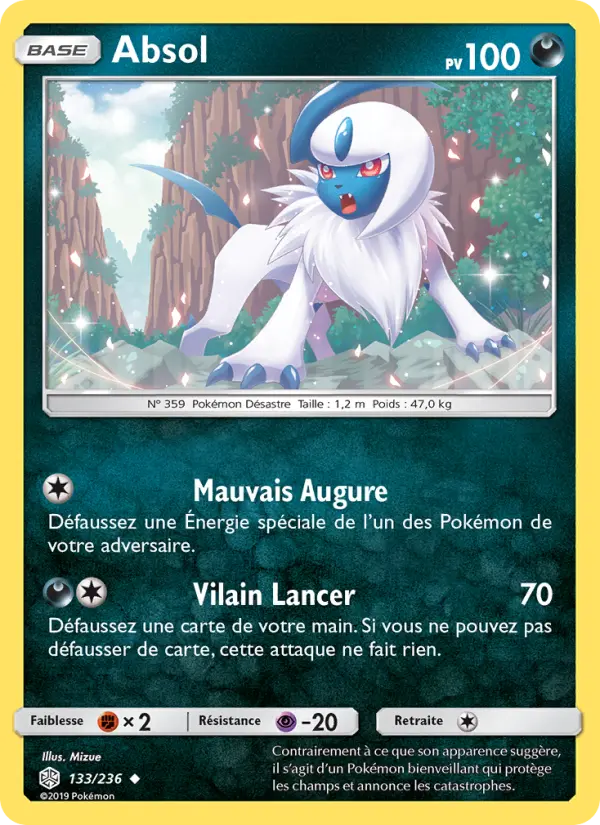 Scan HD carte Pokémon Absol 133/236 — Éclipse Cosmique