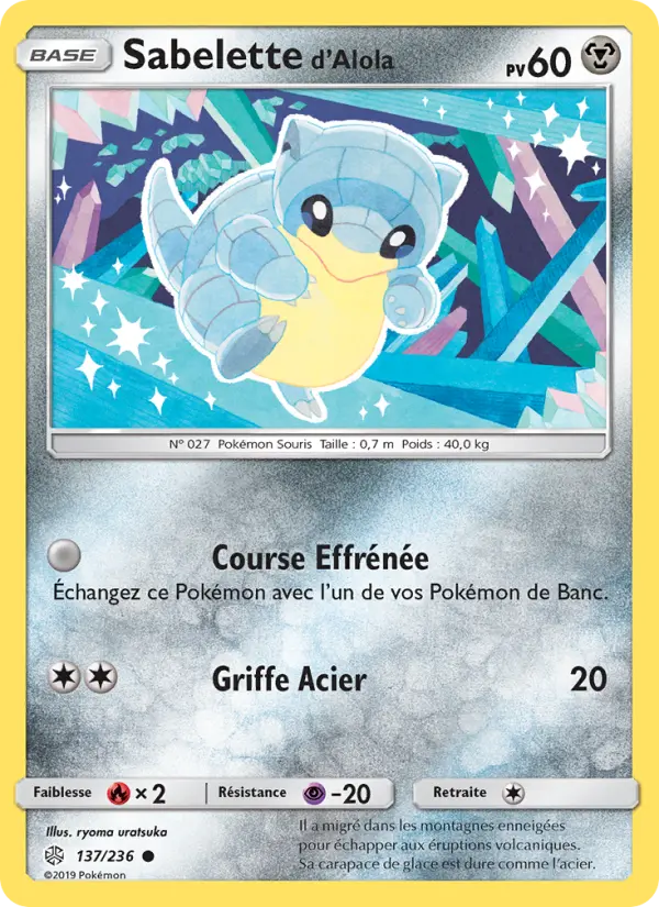 Scan HD carte Pokémon Sabelette d’Alola 137/236 — Éclipse Cosmique
