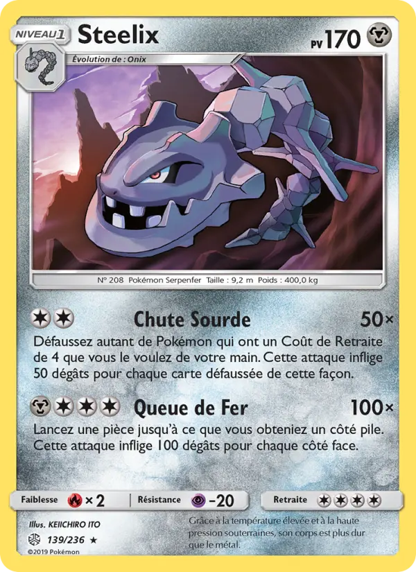Scan HD carte Pokémon Steelix 139/236 — Éclipse Cosmique