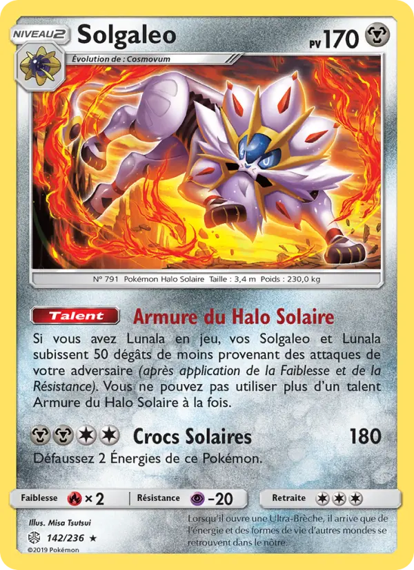 Scan HD carte Pokémon Solgaleo 142/236 — Éclipse Cosmique