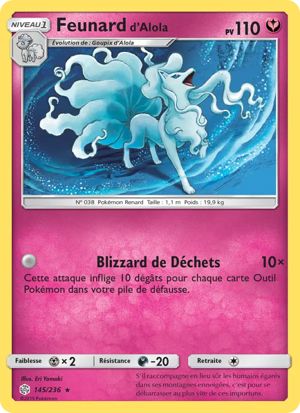 Scan HD carte Pokémon Feunard d’Alola 145/236 — Éclipse Cosmique