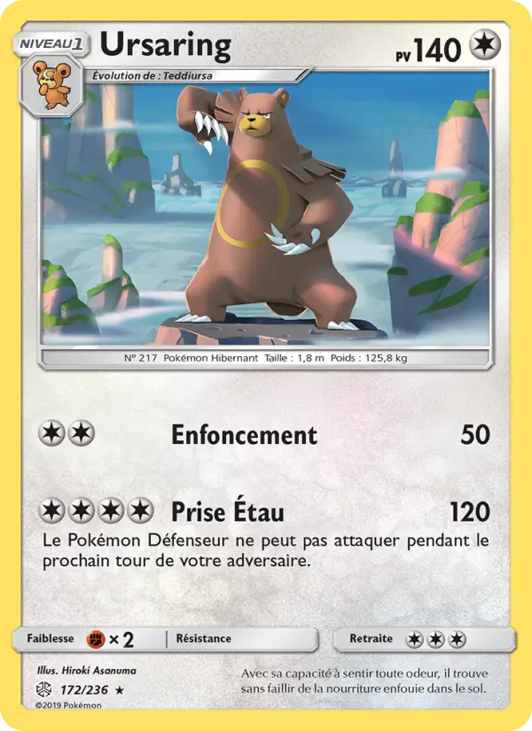 Scan HD carte Pokémon Ursaring 172/236 — Éclipse Cosmique