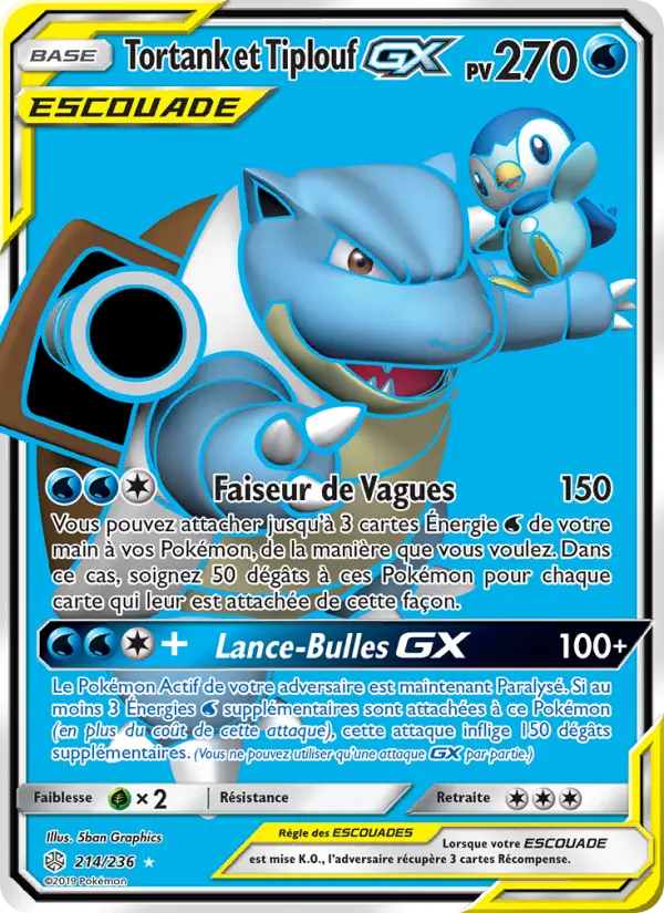 Scan HD carte Pokémon Tortank et Tiplouf GX 214/236 — Éclipse Cosmique
