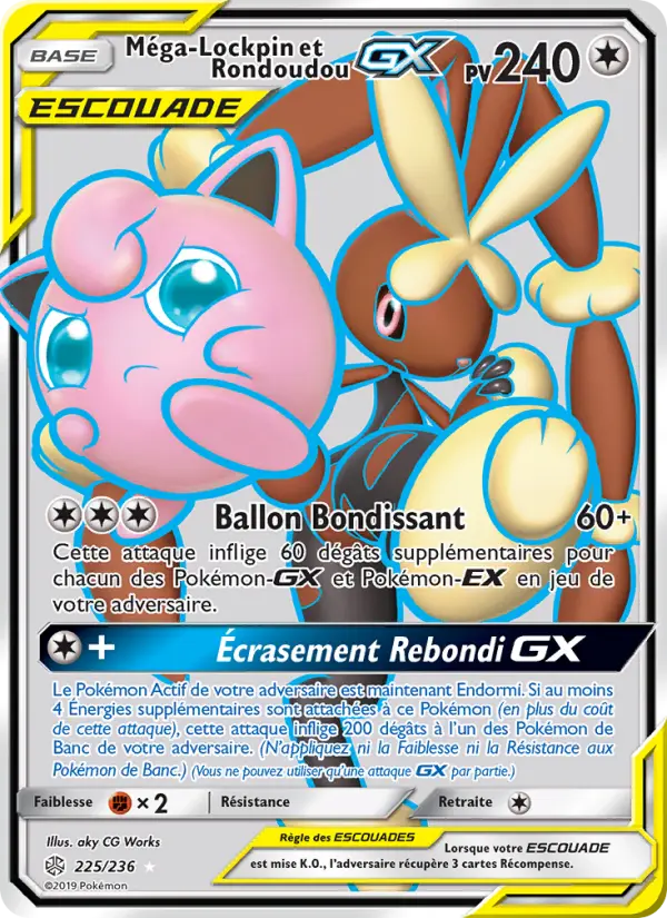 Scan HD carte Pokémon Méga-Lockpin et Rondoudou GX 225/236 — Éclipse Cosmique