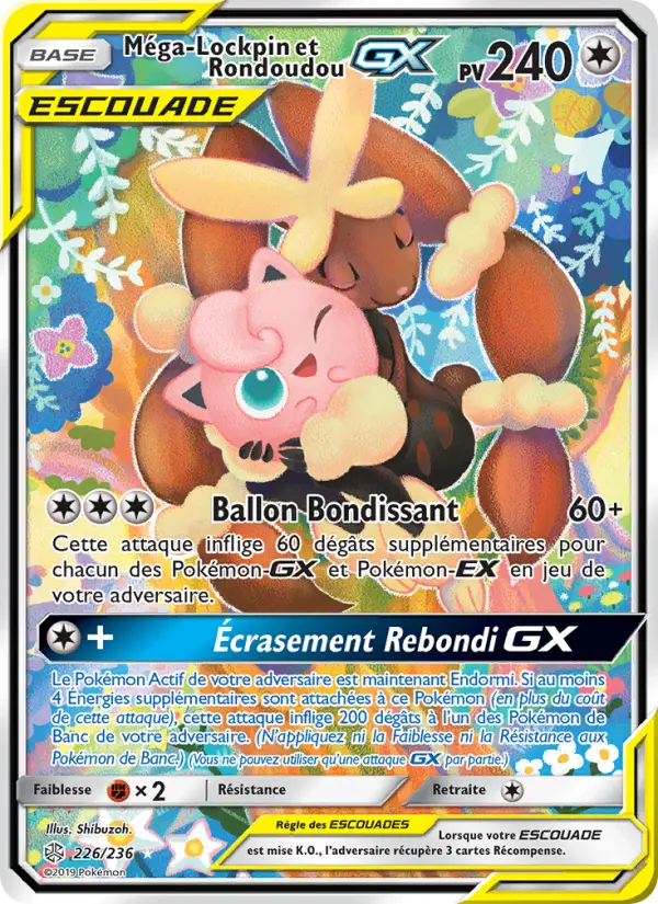 Scan HD carte Pokémon Méga-Lockpin et Rondoudou GX 226/236 — Éclipse Cosmique