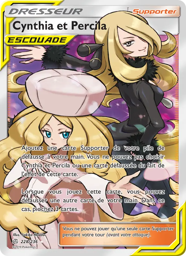 Scan HD carte Pokémon Cynthia et Percila 228/236 — Éclipse Cosmique