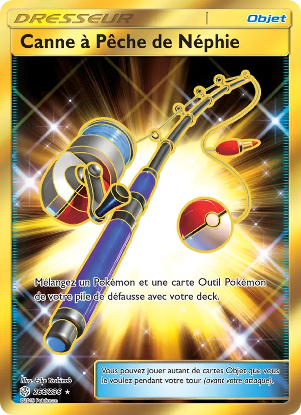 Scan HD carte Pokémon Canne à Pêche de Néphie 266/236 — Éclipse Cosmique