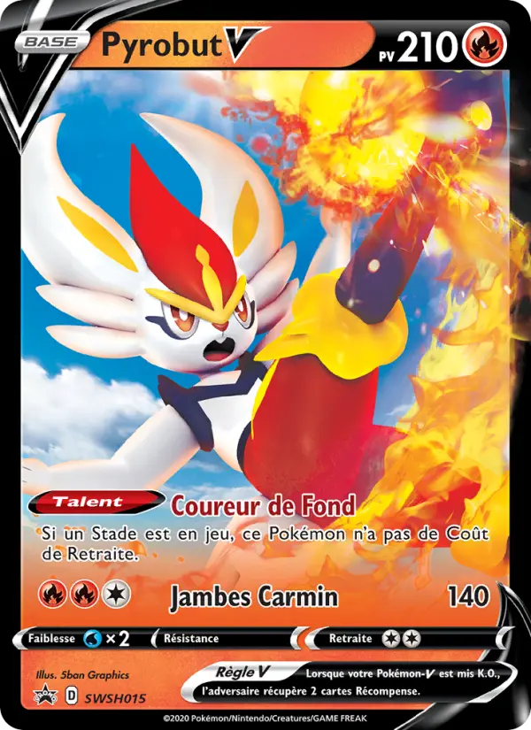 Scan HD carte Pokémon Pyrobut V SWSH015/107 — Promo SWSH