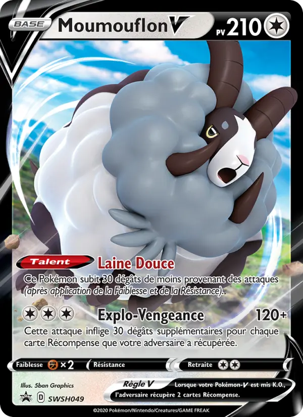 Scan HD carte Pokémon Moumouflon V SWSH049/107 — Promo SWSH