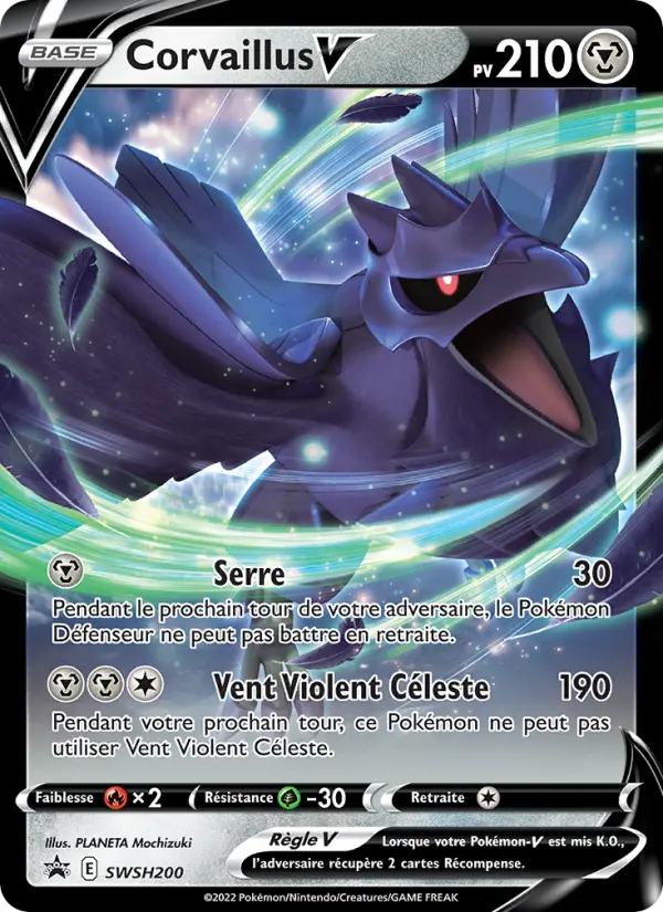 Scan HD carte Pokémon Corvaillus V SWSH200/107 — Promo SWSH