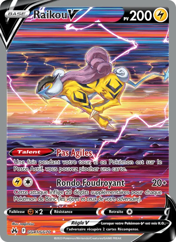 Scan HD carte Pokémon Raikou V GG41/159 — Zénith Suprême