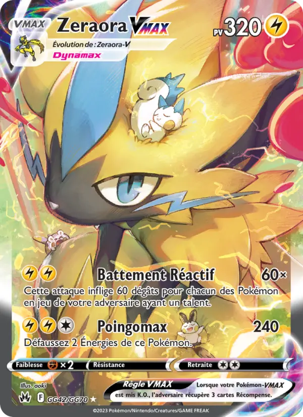 Scan HD carte Pokémon Zeraora VMAX GG42/159 — Zénith Suprême