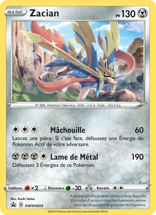 Scan HD carte Pokémon Zacian SWSH033/107 — Promo SWSH
