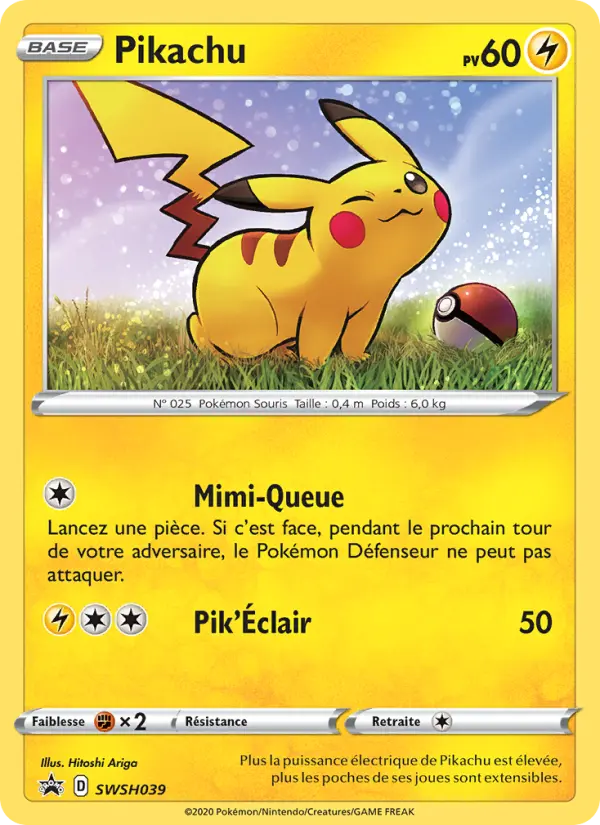 Scan HD carte Pokémon Pikachu SWSH039/107 — Promo SWSH