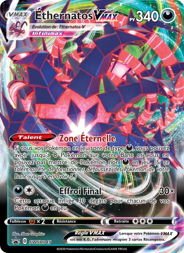 Scan HD carte Pokémon Éthernatos VMAX SWSH045/107 — Promo SWSH