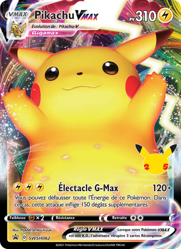 Scan HD carte Pokémon Pikachu VMAX SWSH062/107 — Promo SWSH