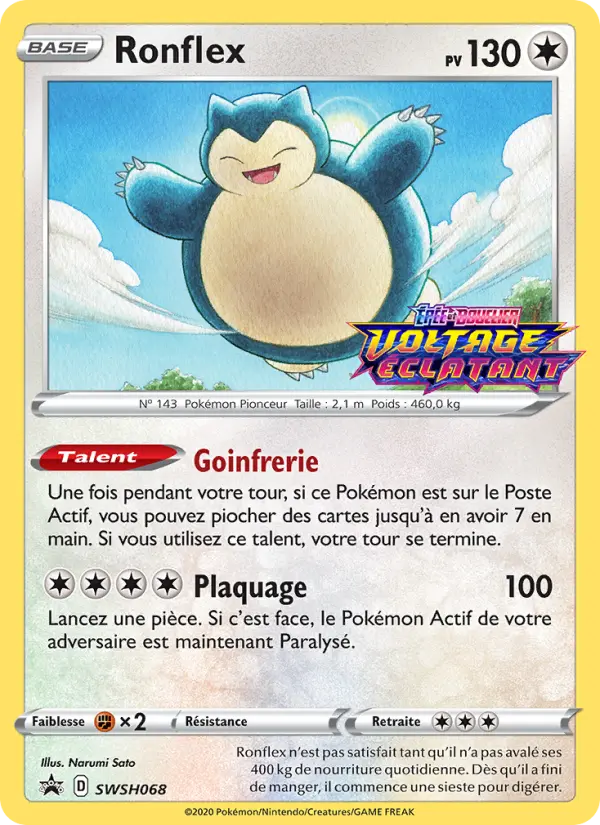 Scan HD carte Pokémon Ronflex SWSH068/107 — Promo SWSH