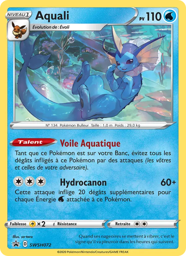 Scan HD carte Pokémon Aquali SWSH072/107 — Promo SWSH