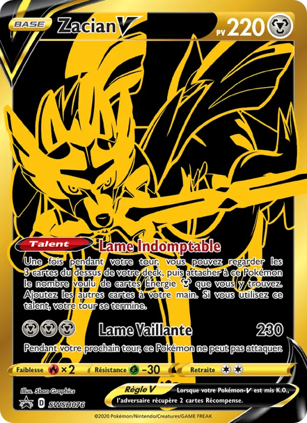 Scan HD carte Pokémon Zacian V SWSH076/107 — Promo SWSH