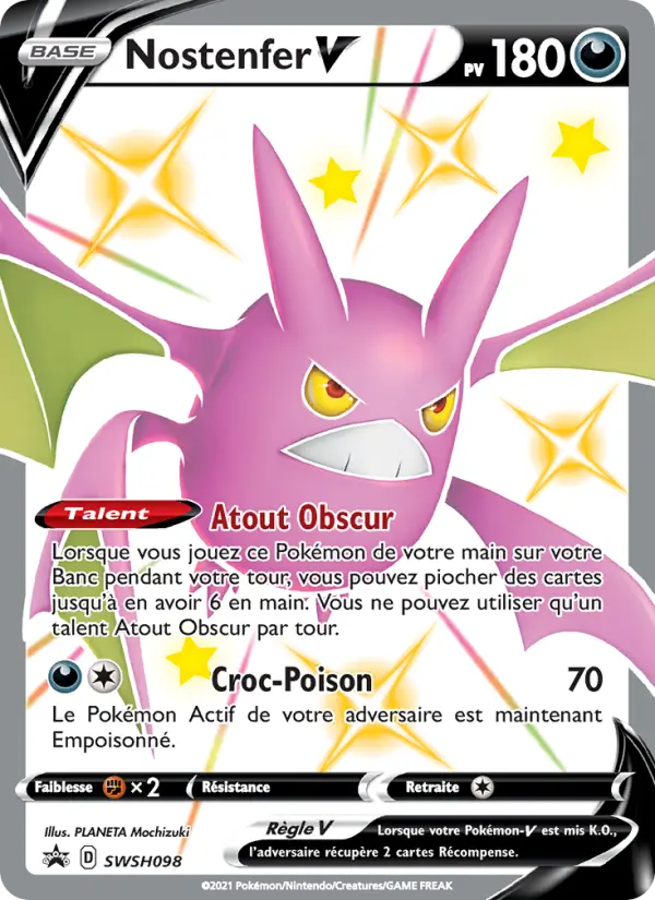 Scan HD carte Pokémon Nostenfer V SWSH098/107 — Promo SWSH