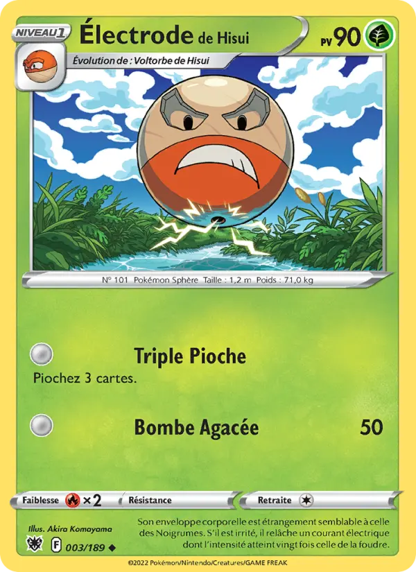 Scan HD carte Pokémon Électrode de Hisui 003/189 — Astres Radieux