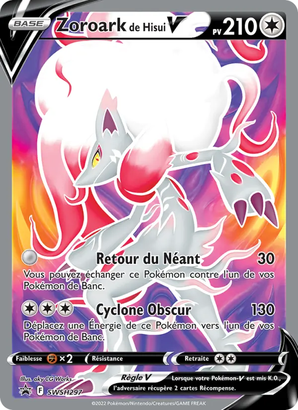 Scan HD carte Pokémon Zoroark de Hisui V SWSH297/107 — Promo SWSH