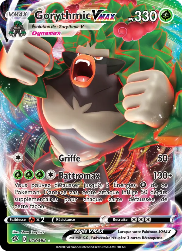 Scan HD carte Pokémon Gorythmic VMAX 18/192 — Clash des Rebelles
