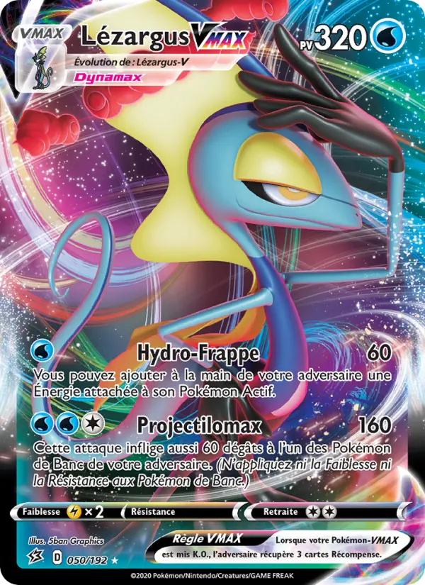 Scan HD carte Pokémon Lézargus VMAX 50/192 — Clash des Rebelles