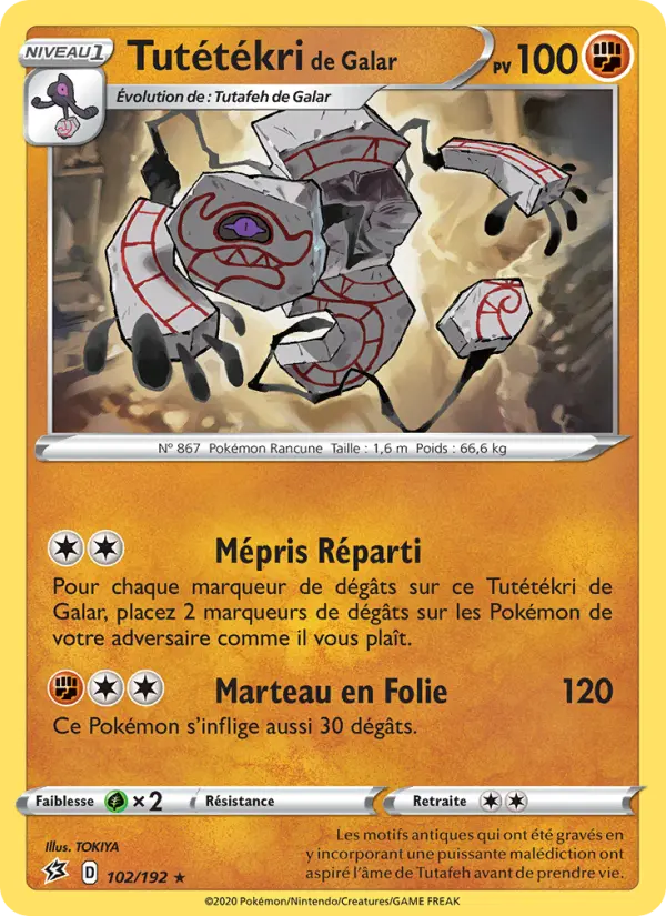 Scan HD carte Pokémon Tutétékri de Galar 102/192 — Clash des Rebelles