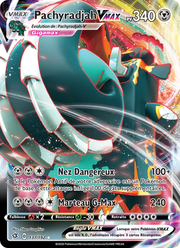 Scan HD carte Pokémon Pachyradjah VMAX 137/192 — Clash des Rebelles