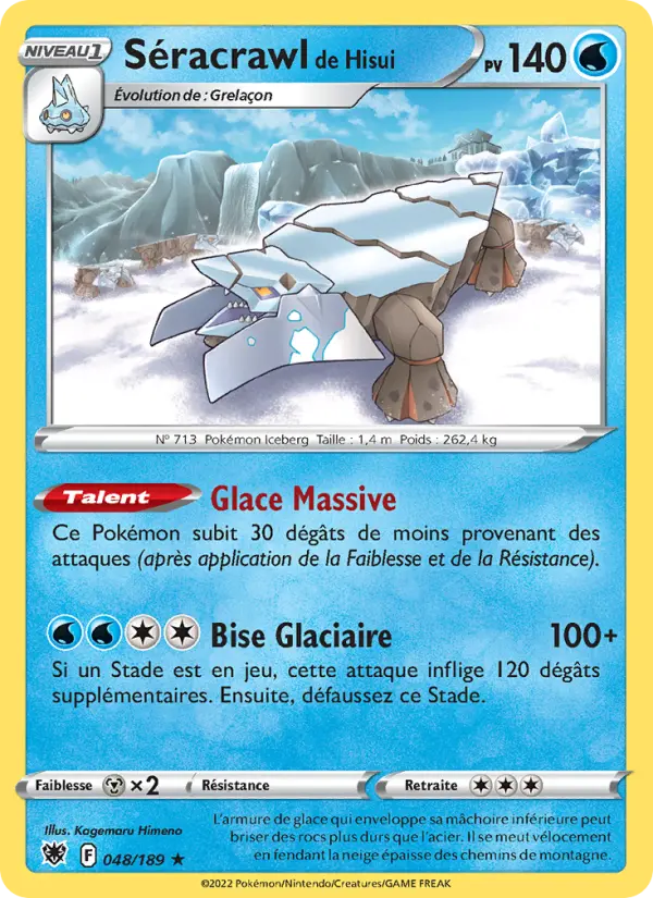 Scan HD carte Pokémon Séracrawl de Hisui 048/189 — Astres Radieux