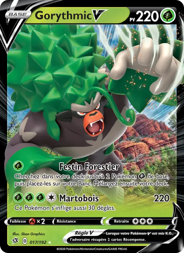 Scan HD carte Pokémon Gorythmic V 17/192 — Clash des Rebelles