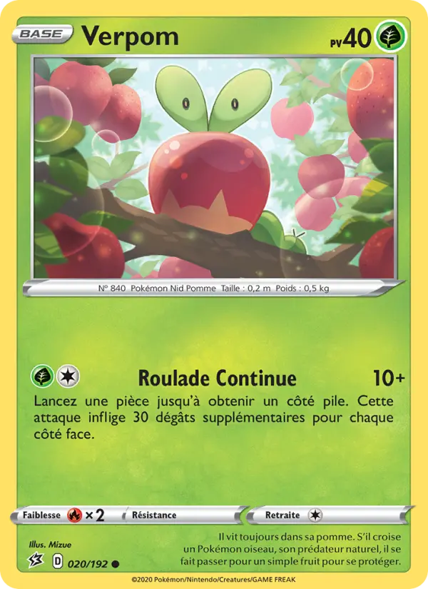 Scan HD carte Pokémon Verpom 20/192 — Clash des Rebelles