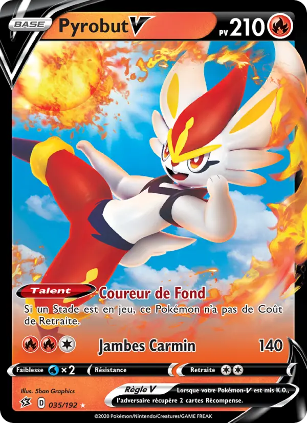 Scan HD carte Pokémon Pyrobut V 35/192 — Clash des Rebelles