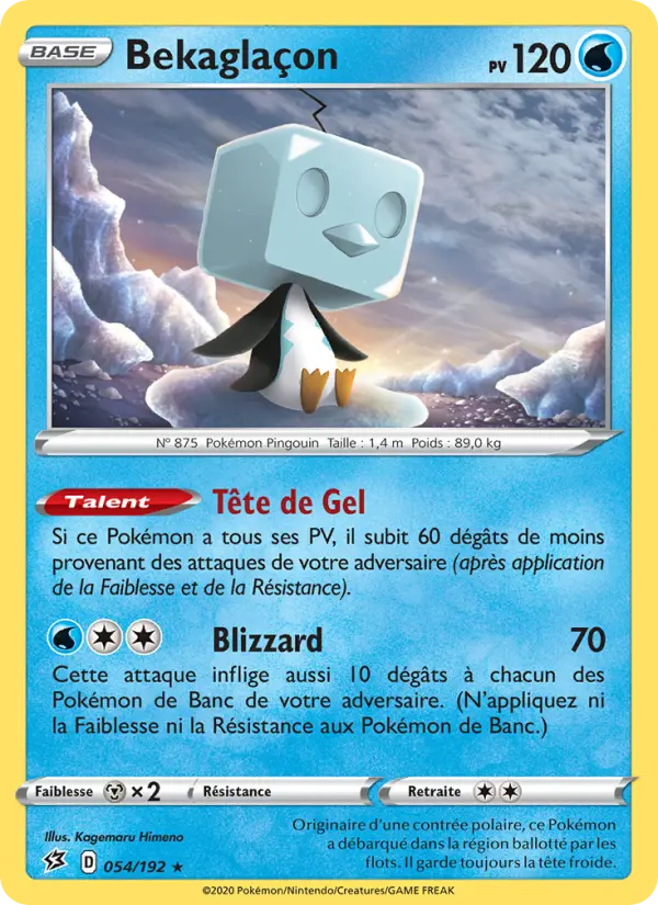 Scan HD carte Pokémon Bekaglaçon 54/192 — Clash des Rebelles
