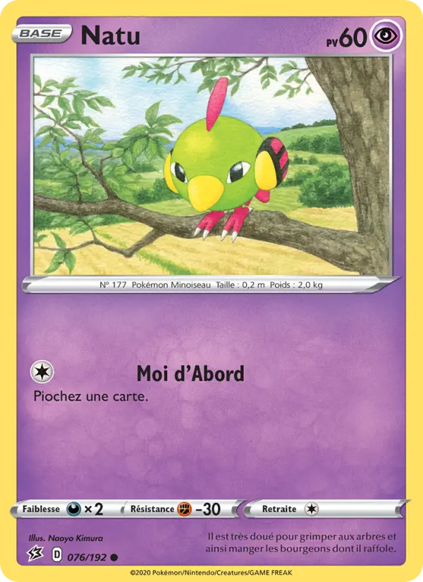 Scan HD carte Pokémon Natu 76/192 — Clash des Rebelles