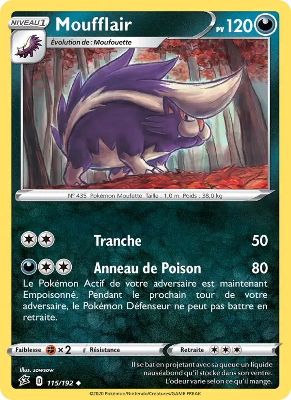 Scan HD carte Pokémon Moufflair 115/192 — Clash des Rebelles