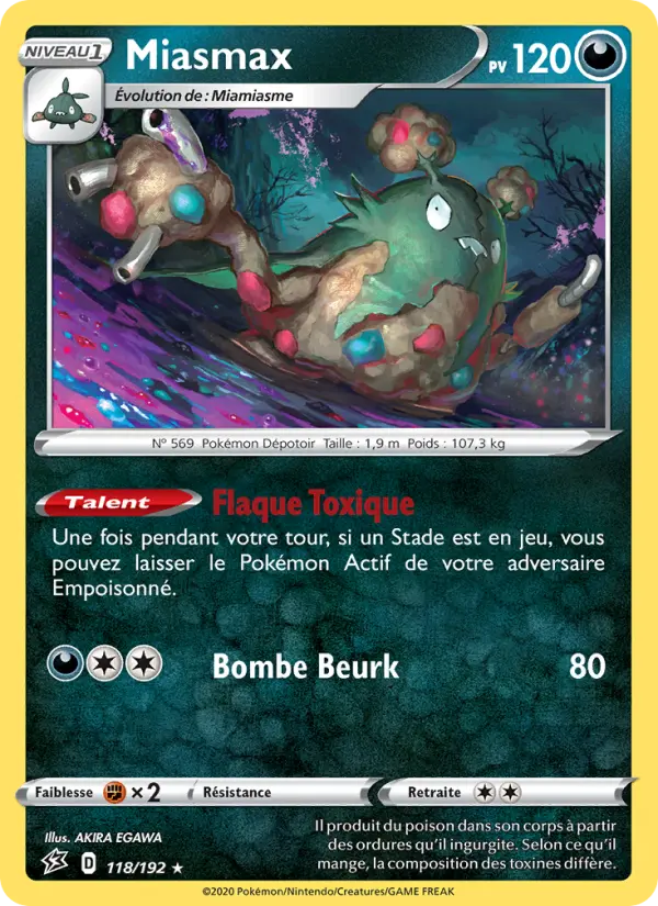 Scan HD carte Pokémon Miasmax 118/192 — Clash des Rebelles