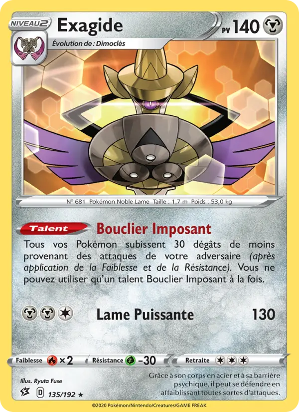 Scan HD carte Pokémon Exagide 135/192 — Clash des Rebelles
