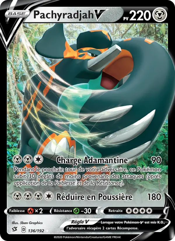 Scan HD carte Pokémon Pachyradjah V 136/192 — Clash des Rebelles