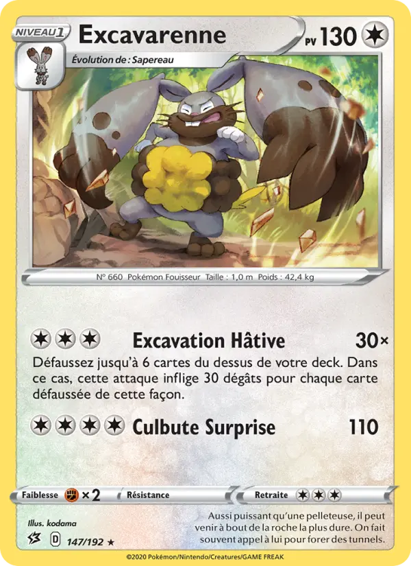 Scan HD carte Pokémon Excavarenne 147/192 — Clash des Rebelles