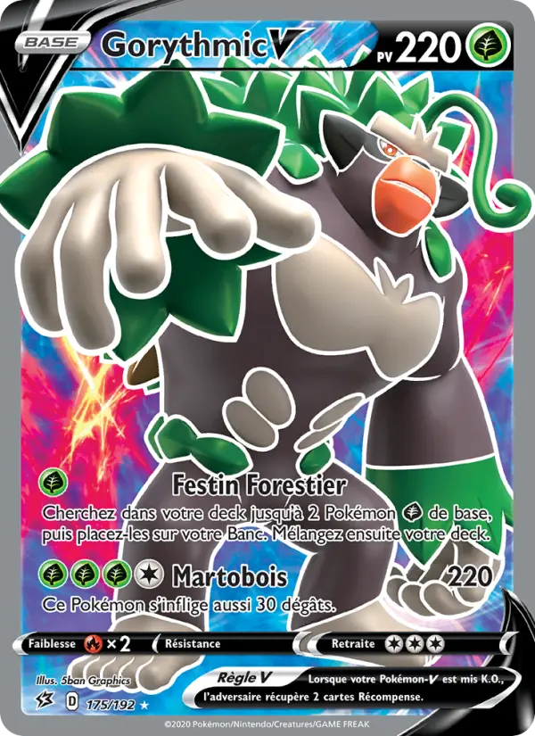Scan HD carte Pokémon Gorythmic V 175/192 — Clash des Rebelles