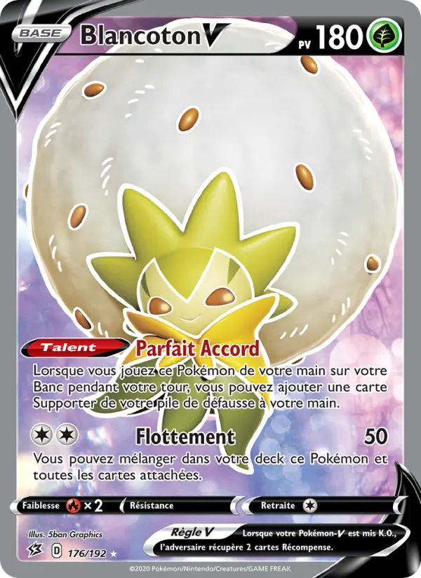 Scan HD carte Pokémon Blancoton V 176/192 — Clash des Rebelles