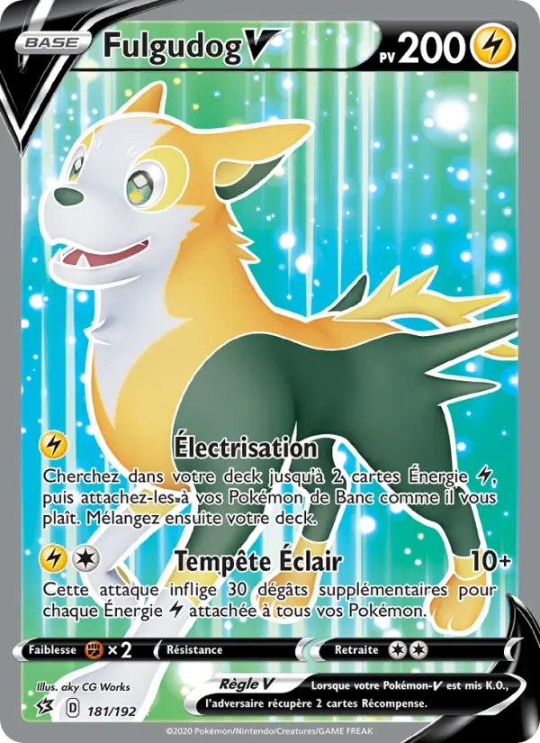 Scan HD carte Pokémon Fulgudog V 181/192 — Clash des Rebelles