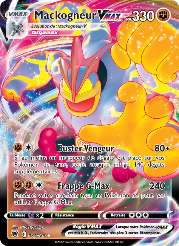 Scan HD carte Pokémon Mackogneur VMAX 073/189 — Astres Radieux