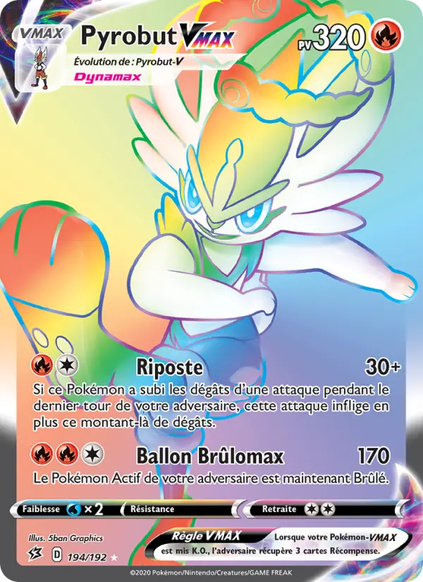 Scan HD carte Pokémon Pyrobut VMAX 194/192 — Clash des Rebelles